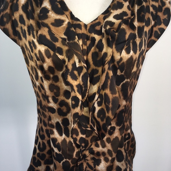 Express Leopard Print Ruffle Blouse - Picture 4 of 6